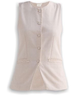 REISTOR Cotton Tweed Vest Jacket - Brown
