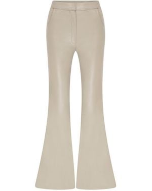 NAZLI CEREN Tora Vegan Leather Flared Trousers - Natural