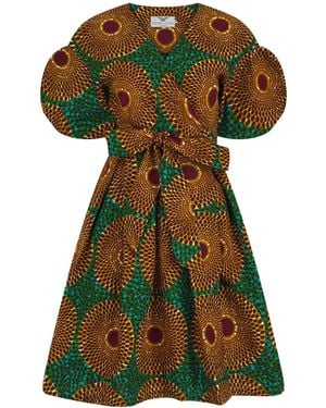 Ohema Ohene Tabitha African Print Midi Wrap Dress Nsubra - Green
