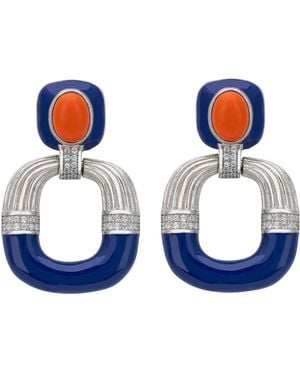 LÁTELITA London Deco Darling Drop Earrings Enamel - Blue