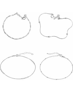 Spero London Sterling Beaded Bracelet Layering Set - White