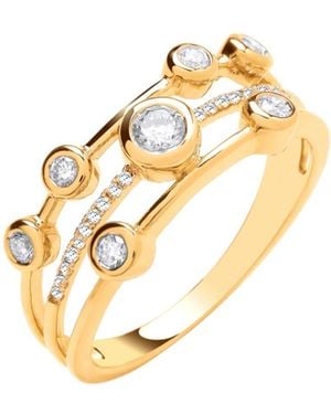 Augustine Jewels Delicate Triple-Tiered Round Shaped Diamond Ring Bezel Set - Metallic