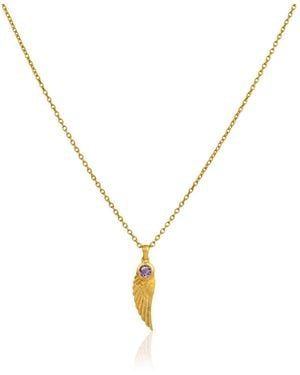 Moon London Angel Wing Amethyst Necklace - Metallic
