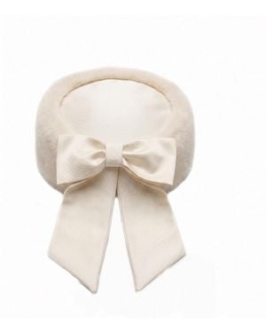 Santinni 'Wonderland' Pillbox Hat With Silk Bow - Natural