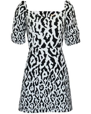2KStyle Ciana A-Line Animal Print Jacquard Mini Dress - Black