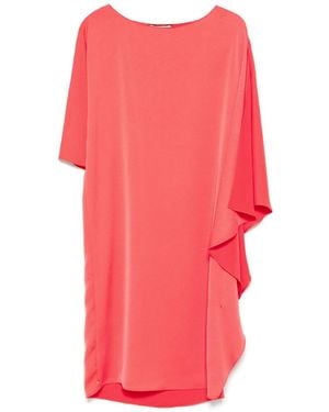 Nissa Asymmetric Sleeve Midi Dress - Pink