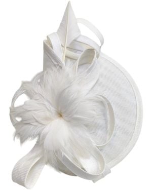 Cy Boutique Fascinator With Feather & Sculptural Loop Detail - Metallic