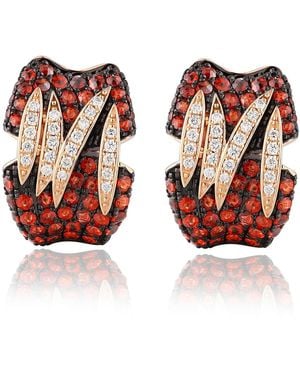Artisan Rose 14K Rose Garnet & Diamond Hoop Earrings - Multicolour