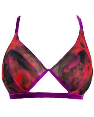 Carol Coelho The Poppy Printed Tulle Cutout Bralette - Red