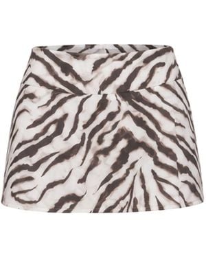 Alia Studio Zebra-Print Mini Skirt - White