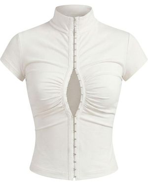 Khéla the Label Bad Decision Short Sleeve Top Off - White