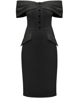 Tia Dorraine Steel Confidence Off-Shoulder Midi Dress - Black