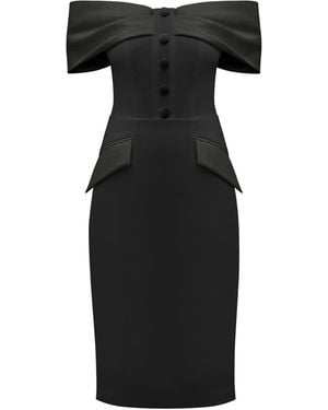 Tia Dorraine Steel Confidence Off-Shoulder Midi Dress - Black