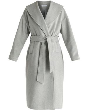 Paisie Shawl Collar Wool Coat With Belt - Grey