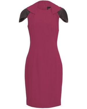 Layo G Stretch Zip Collar Midi Dress - Purple