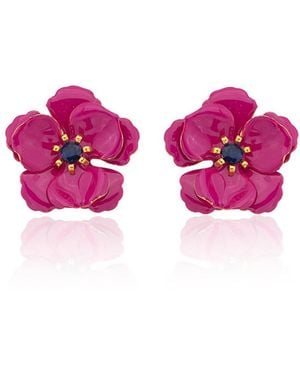 Milou Jewelry Raspberry Viola Flower Earrings - Purple