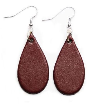 N'damus London Auricle Oxblood Leather Earrings - Purple