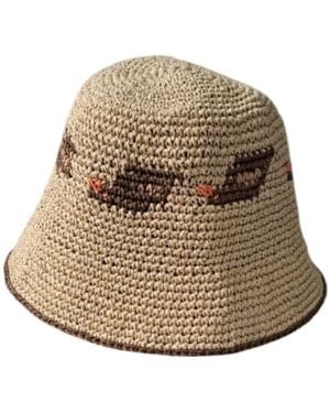 Springmoonatelier Neutrals Sun Love Raffia Bucket Hats - Natural