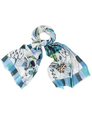 Saachi Casino Printed Scarf - Blue