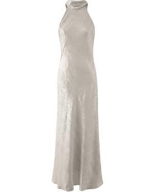Aisl Champagne Halter Maxi Dress With Scarf - White