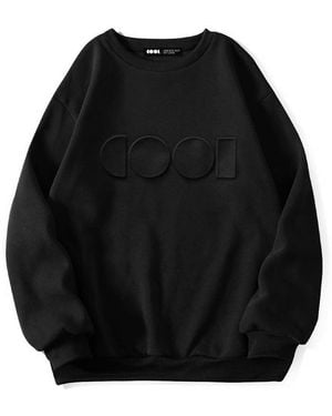 COOL Creative Embossed Crewneck Sweatshirt - Black