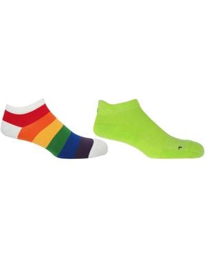 Peper Harow - Made in England Block Stripe & Neon Organic Trainer Socks Bundle - Green