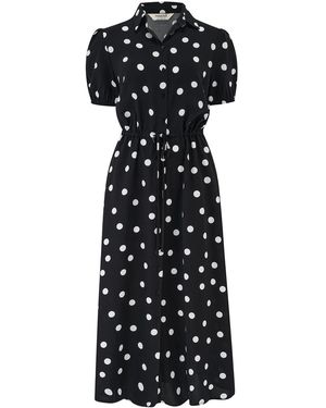 Sugarhill Cassandra Midi Shirt Dress, Monochrome, Polka Dot - Black