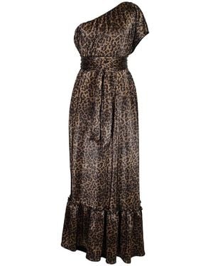 Jennafer Grace Panther Slink One Shoulder Maxi Dress - Brown