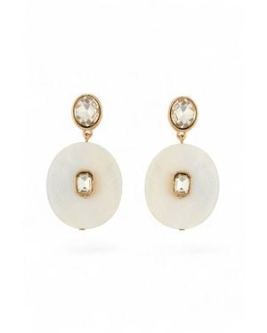 Saachi Marble Disc Crystal Drop Earrings - Metallic