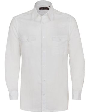 DAVID WEJ Hugo Linen Front Pocket Shirt - White