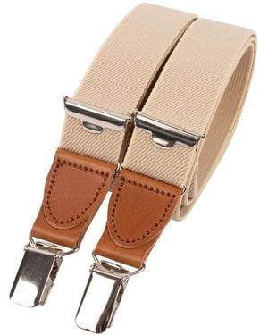 LE COLONEL Neutrals Camel Leather Sahara Skinny Braces - Natural
