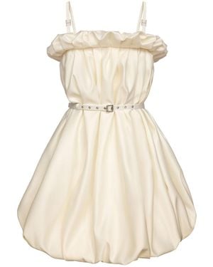 POST MERIDIEM Neutrals Draped Thin Strap Mini Dress With Belt - Natural