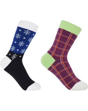 Peper Harow - Made in England Snowflake & Grid Socks Bundle - Green