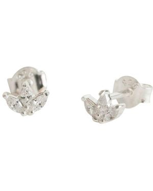 Claire Hill Designs Sparkly Marquise Fan Stud Earrings - Metallic