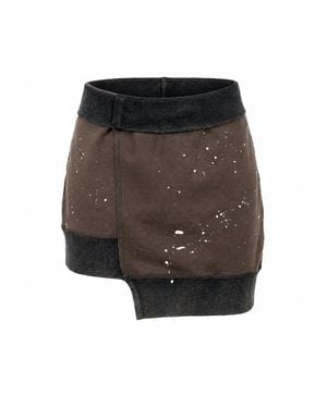 Gao Republic Skirt Mini Column Structured Fleece Jersery - Brown