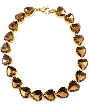 Achala Handcrafted Topaz Crystal Heart Shaped Necklace - Metallic