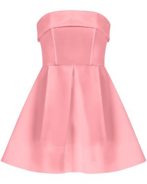 Tia Dorraine Wild Flower Flared Satin Mini Dress - Pink