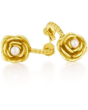 Unaloe Plated Rose Drop Earrings With Pearl – Earrings For – Jewellery For - Yellow