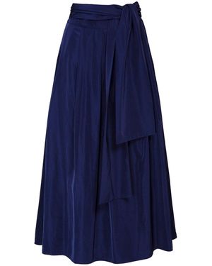 The Extreme Collection Midi Skirt Taffeta With Waist Tie - Blue