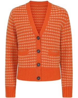 Loop Cashmere Textured Cashmere Cardigan - Orange
