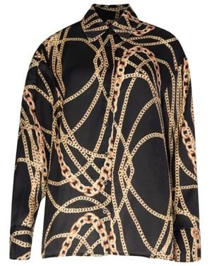 Circular Path Long Sleeve Oversized Shirt - Black