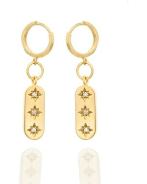 C.J.M Three Star Bar Huggies Pair - Metallic