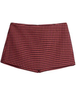Nocturne Checked High-Rise Mini Skort - Red
