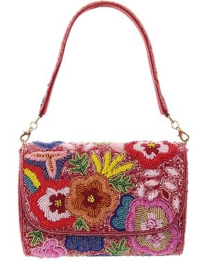 Pode Sarah Beaded Floral Clutch - Red