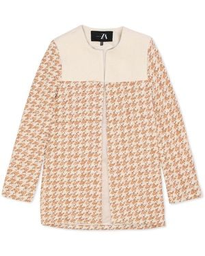 Madebyza Neutrals Contrasted Creme Houndstooth Jacket - Natural