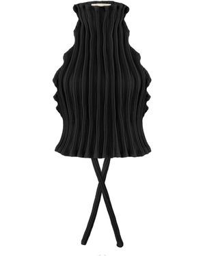 Kargede Knit Halter Top – Ribbed, Sleeveless - Black