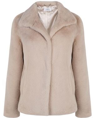 ISSY LONDON Neutrals Ava Lighterweight Faux Fur Jacket Pale Blush - Natural