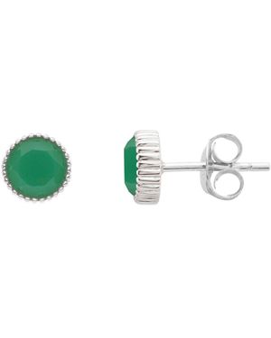Auree Barcelona Silver May Birthstone Stud Earrings Chrysoprase - Multicolour
