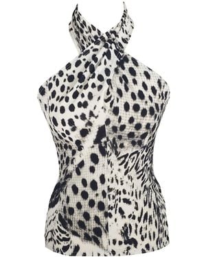 Me & Thee Needless To Say Leopard Animal Print Halter Neck Top - Black