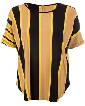 Conquista Sheer Detail Stripe Top - Metallic